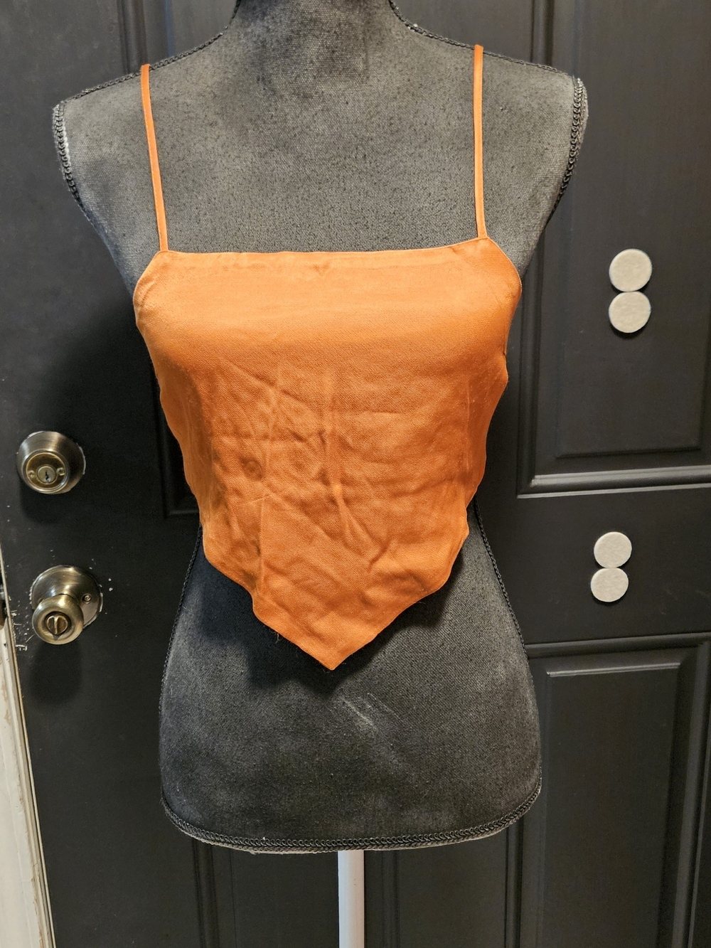 Forever 21 Orange Satin Handkerchief Crop Top NWT